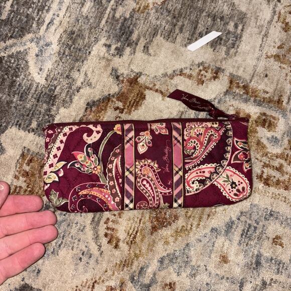 Vera Bradley Large Tote And Pencil Pouch Raspberry Paisley Pattern - Picture 10 of 11